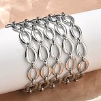 304 Stainless Steel Link Chain Bracelets for Women, Oval, Stainless Steel Color, 8.19 inch(20.8cm)(BJEW-B169-04A-P)