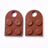 Resin Pendants, Building Blocks Charms, Half Oval, Saddle Brown, 23.5x15.5x5mm, Hole: 5mm(RESI-L033-07D)