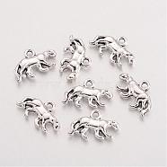 Tibetan Style Alloy Leopard Charms, Lead Free & Cadmium Free, Antique Silver, 11x18x3.5mm, Hole: 2mm, about 390pcs/500g(TIBEP-S291-15-RS)