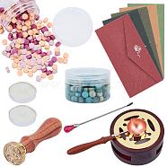 CRASPIRE DIY Scrapbook Making Kits, Including Sealing Wax Particles, Vintage Seal Stamp Wax Stick Melting Pot Holder, Brass Wax Seal Stamp & Wax Sticks Melting Spoon, Paper Envelope, Candle, Mixed Color, 9mm, 2 colors, 210pcs/color, 420pcs(DIY-CP0005-15)