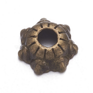 Tibetan Style Bead Caps, Metal Alloy Beads Caps, Cadmium Free & Nickel Free & Lead Free, Antique Bronze, Size: about 5.7mm in diameter, Hole: 1mm(X-MAA220-NF)