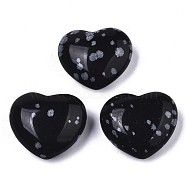 Natural Snowflake Obsidian Heart Love Stone, Pocket Palm Stone for Reiki Balancing, 20x23x10mm(G-N0326-56A)