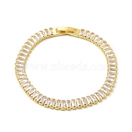 Clear Cubic Zirconia Tennis Bracelets, Rack Plating Brass Jewelry with Fold Over Clasp for Women, Lead Free & Cadmium Free, Long-Lasting Plated, Real 18K Gold Plated, 7-1/2 inch(18.9cm)(BJEW-A132-20G)