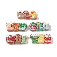 Christmas Opaque Resin Decoden Cabochons, Christmas Stocking Word Mixed Shapes, Mixed Color, 16~17.5x36~37x6~7mm(RESI-S391-02)
