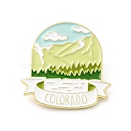 Creative Landscape Theme Enamel Pin, Gold Plated Alloy Word Colorado Badge for Backpack Clothes, Oval Pattern, 30x30x1.5mm(JEWB-J005-02D-G)