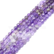 Natural Amethyst Beads Strands, Faceted, Round, 4mm, Hole: 0.8mm, about 108pcs/strand, 15.16''~15.55''(38.5~39.5cm)(G-P457-A03-15)