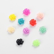 Resin Cabochons, Flower, Mixed Color, 7x3mm(CRES-B3462-M)