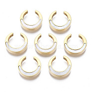 316 Surgical Stainless Steel Links Connectors, with Shell, Real 14K Gold Plated, Ring, Seashell Color, 11x12x3mm, Hole: 1mm(STAS-N097-023-B01)