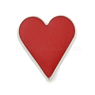 Poker Black Alloy Brooches, Enamel Pins for Clothes Backpack, Heart, Red, 21x18.5x2mm(JEWB-I030-11D)