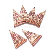 Printed Iron Pendants, Triangle, Light Gold, Colorful, 35x25x1mm, Hole: 1.2mm(IFIN-L028-E05)