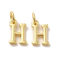 Brass Pendants, with Jump Ring, Letter H, 10.5x7x1.5mm, Ring: 5x1mm, inner diameter: 3mm(KK-M273-03G-H)