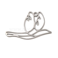 201 Stainless Steel Pendants, Peace Dove Bird Pendant, Stainless Steel Color, 19x31x1mm, Hole: 1.8mm(STAS-B049-01P)