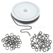 DIY Chain Bracelet Necklace Making Kit, Including Zinc Alloy Lobster Claw Clasps, Iron Twisted Chains & Jump Rings, Gunmetal, Chain: 5M/set(DIY-YW0006-37)