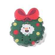 Christmas Theme Acrylic Badges, Iron Pin Brooch, Christmas Wreath, 37.5x33x2mm(JEWB-B010-06)