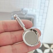 Mini Alloy Pan Model, Micro Landscape Dollhouse Kitchen Accessories, Pretending Prop Decorations, Platinum, 52x26mm(PW-WG57939-02)