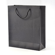 Rectangle Kraft Paper Bags, Gift Bags, Shopping Bags, with Nylon Cord Handles, Black, 28x20x10cm(AJEW-L049B-01)