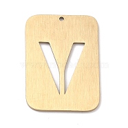 Ion Plating(IP) 304 Stainless Steel Pendants, Rectangle with Alphabet, Hollow, Letter.V, 32x22x1mm, Hole: 1.5mm(STAS-K216-49V-G)