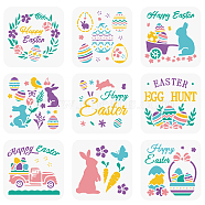 9Pcs 9 Styles Easter PET Hollow Out Drawing Painting Stencils Sets, for DIY Scrapbook, Photo Album, Rabbit&Easter egg, Easter Theme Pattern, 15x15cm, about 1 style/pc(DIY-WH0383-0037)