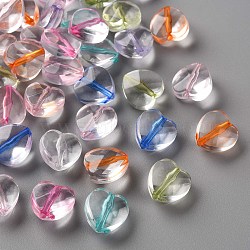 Transparent Acrylic Beads, Heart, Mixed Color, 12x12x7mm, Hole: 1.5mm, about 890pcs/500g(TACR-S154-21A)