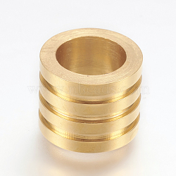 304 Stainless Steel Beads, Large Hole Beads, Grooved, Column, Golden, 10x8mm, Hole: 7mm(STAS-G164-06G)
