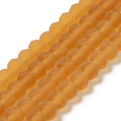 Transparent Glass Beads Strands, Faceted, Frosted, Rondelle, Goldenrod, 4mm, Hole: 1mm(X1-EGLA-A034-T4mm-MD04)