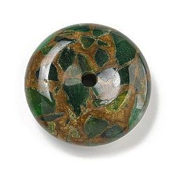 Synthetic Gold Clinquant Stone Pendants, Dyed, Flat Round Charms, Green, 40x12.5mm, Hole: 4.5mm(G-P549-03C)