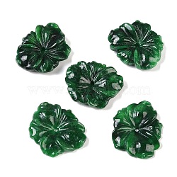 Dyed Natural Myanmar Jade Pendants, Carved Leaf Charms, Dark Green, 23x28x6mm, Hole: 2mm(G-S378-02)