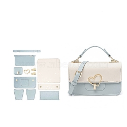 DIY PU Leather Crossbody Lady Bag Making Sets, Knitting Crochet Shoulder Bags Kit, Valentine's Day Gift for Girlfriend, Sky Blue, 22x14x7.5cm(PW-WG98937-04)