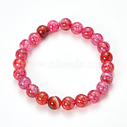 Natural Dragon Veins Agate Beaded Stretch Bracelets, Dyed, Round, Crimson, 2-1/8 inch(55mm)
(X-BJEW-Q692-02B)