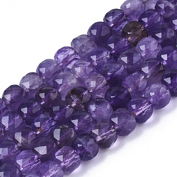 Natural Amethyst Beads Strands, Faceted, Cube, 4~4.5x4~4.5x4~4.5mm, Hole: 0.8mm, about 83pcs/strand, 14.96 inch(38cm)
