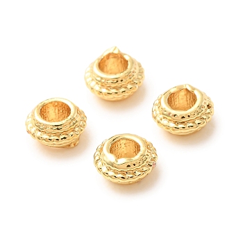 Brass Beads, Flat Round, Rack Plating, Long-Lasting Plated, Golden, 4.5x2.5mm, Hole: 2.2mm