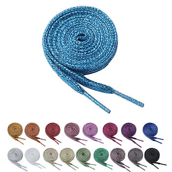 18 Pairs 18 Colors Sparkle Polyester Shoelaces, for Shoe Accessories, Mixed Color, 1100x9~9.5x1mm, 1 pair/color