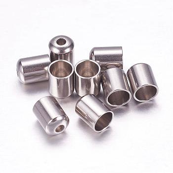 304 Stainless Steel Cord Ends, End Caps, Column, Stainless Steel Color, 6.5x5mm, Hole: 1mm, 4mm inner diameter