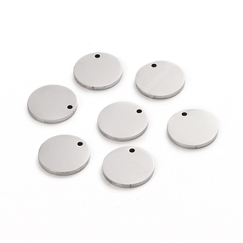 304 Stainless Steel Charms, Polished, Stamping Blank Tag, Laser Cut, Flat Round, Stainless Steel Color, 10x1mm, Hole: 0.8mm