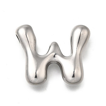 304 Stainless Steel Pendants, Letter Charm, Anti-Tarnish, Letter W, 21x25.5x6mm, Hole: 3.5x2.2mm