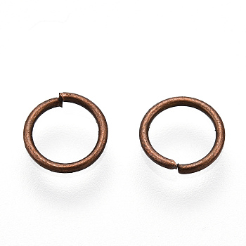 Iron Open Jump Rings, Nickel Free, Round Ring, Red Copper, 21 Gauge, 6x0.7mm, Inner Diameter: 4.5mm, about 20000pcs/1000g
