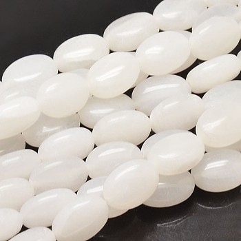 Natural White Jade Oval Bead Strands, 14x10x6mm, Hole: 1mm, about 29pcs/strand, 15.74 inch