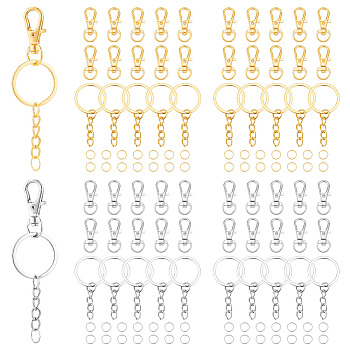 Elite DIY Keychain Making Kit, Including Alloy Swivel Lobster Claw Clasps, Iron Split Key Rings & Jump Rings, Platinum & Golden, 216Pcs/box
