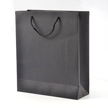 Rectangle Kraft Paper Bags, Gift Bags, Shopping Bags, with Nylon Cord Handles, Black, 28x20x10cm