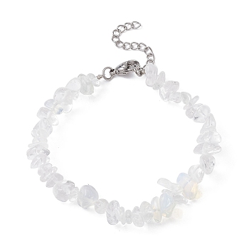 Opalite Chips Beaded Bracelet, with 304 Stainless Steel Clasps, 7-1/4 inch(18.5cm)