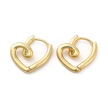 Rack Plating Brass Heart Hoop Earrings for Women, Lead Free & Cadmium Free, Real 18K Gold Plated, 21.5x19.5x5mm, Pin: 1mm