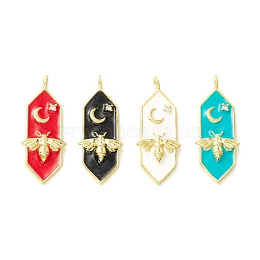 Real 18K Gold Plated Mixed Color Bullet Brass+Cubic Zirconia+Enamel Pendants