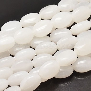 14mm Oval White Jade Beads