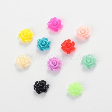 7mm Mixed Color Flower Resin Cabochons