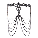 1Pc Brass Rhinestone Multilayer Tassel Masquerade Masks, Party Decor, Jet, 280x273x5.5mm(AJEW-FH0009-03)