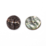 Abalone Shell/Paua Shell, Flat Round, 2-Hole, Coral, 15x2mm, Hole: 1.8mm(BSHE-I011-04A)