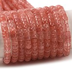 Cherry Quartz Glass Beads Strands, Disc, Heishi Beads, 6~6.5x3~3.5mm, Hole: 0.8~1.2mm, about 115~117pcs/strand, 14.96~15.16''(38~38.5cm)(G-M420-A09-01)