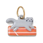 Printed 304 Stainless Steel Pendants, Running Cat Shape Charms, Golden, Gray, 11x14.5x2mm, Hole: 4.5mm(SA-CBA4D1F-09G-A)