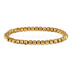 304 Stainless Steel Stretch Bracelets for Women Men, Rondelle with Diagonal Pattern, Real 18K Gold Plated, Long-Lasting Plated, Ion Plating(IP), Real 18K Gold Plated, Beads: 5mm in diameter, 7.09 inch(18cm)(WGB27EC-01)