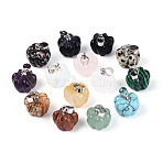 Natural & Synthetic Mixed Stone Pumpkin Charms, with 304 Stainless Steel Snap on Bails, Stainless Steel Color, Mixed Dyed and Undyed, 13~13.5x13~14x12.5~14mm, Hole: 4.5~5x3.5~4mm(G-T143-22M)